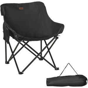 Outsunny Folding Camping Chair, Lightweight with Carry Bag, Storage Pocket, Ideal for Festivals, Fishing, Beach, Hiking, Black