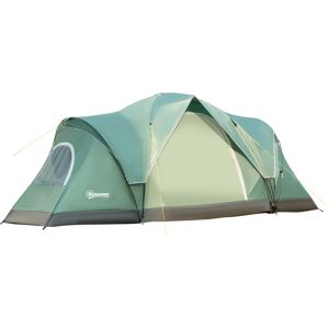 Outsunny 5-6 Man Dome Camping Tent Hiking Shelter UV Protection 3000mm Water Resistant Tunnel Tent - Dark Green