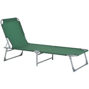 Outsunny Portable Folding Lounger, Durable Oxford Cloth, Adjustable Backrest, Easy Carry, Green
