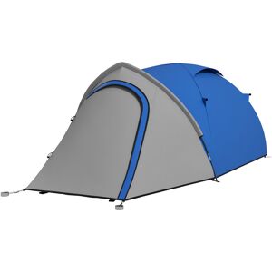 Outsunny Waterproof 2-Person Dome Camping Tent with Large Viewing Windows, Quick Setup, Blue and Grey