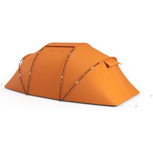 Outsunny 4-6 Man Camping Tent w/ Two Bedroom, Hiking Sun Shelter, UV Protection Tunnel Tent, Orange