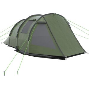 Outsunny Camping Tent for 3-4 People, Two Room Tunnel Tent with Windows, Portable, for Outdoor Activities, Green