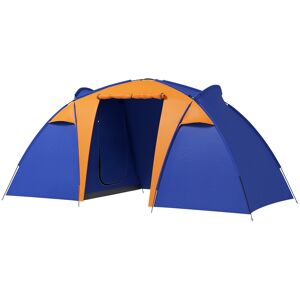 Outsunny 4-6 Person Camping Tunnel Tent with 2 Bedrooms, Living Area, Porch, 2000mm Waterproof, Easy Setup, Portable with Bag