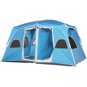 Outsunny 4-8 Person Camping Tent Family Tent with 2 Room, Mesh Windows, Easy Set Up for Backpacking, Hiking, Outdoor, Blue