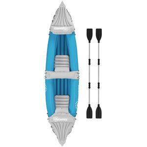 Outsunny Inflatable Kayak, Two-Person Inflatable Canoe Boat Set with Air Pump, Aluminium Oars, 318 x 80 x 50cm - Blue