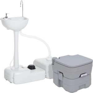 Outsunny Portable Toilet and Camping Sink Set with Fresh and Waste Tank, Wastewater Recycled Set for Outdoor Events