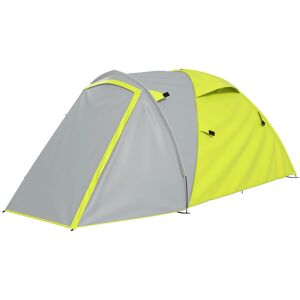 Outsunny Waterproof Camping Tent for 2-3 Persons with Dual Rooms, Portable, Ideal for Fishing Hiking Festivals, Yellow