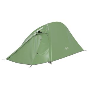 Outsunny Backpacking Tent for 1-2 Persons, Double Layer, 2000mm Waterproof, Lightweight with Carry Bag, Green