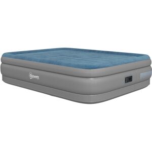 Outsunny Inflatable Air Bed, Queen Size, with Integrated Electric Pump, Storage Bag, Comfortable Flocked Surface