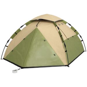 Outsunny Portable Family Camping Tent for 3-4 Persons, 2000mm Waterproof, Quick Setup with Carry Bag, Dark Green