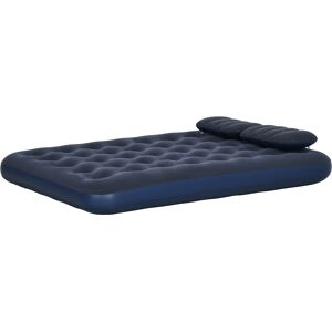 Outsunny Queen Size Inflatable Air Bed, Comfortable Sleeping Solution with Built-In Hand Pump, Blue