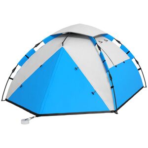 Outsunny Family Camping Tent for 3-4 Persons, 2000mm Waterproof, Easy Carry Bag, Quick Pitch, Blue
