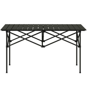 Outsunny Aluminium Folding Picnic Table, Lightweight, Portable with Roll Up Top and Carry Bag for Outdoor Activities, Cooking, Hiking