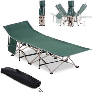 Outsunny Portable Folding Camping Cot, Single Person Outdoor Military Sleeping Bed with Carry Bag for Travel, Leisure, Fishing, Green