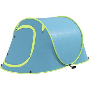 Outsunny 2 Man Pop up Camping Tent, 2000mm Waterproof with Carry Bag for Fishing Hiking Backpacking, Blue