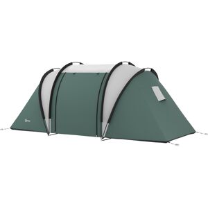 Outsunny Camping Tent with 2 Bedrooms and Living Area, 3000mm Waterproof Family Tent, for Fishing Hiking Festival, Dark Green