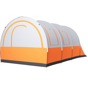 Outsunny 3000mm Waterproof Camping Tent, 5-6 Man Family Tent with Living and Bedroom, Carry Bag Included, Cream and Orange