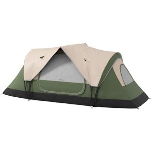 Outsunny Camping Tent for 6-8 Man with 2000mm Waterproof Rainfly and Carry Bag for Fishing Hiking Festival, Dark Green