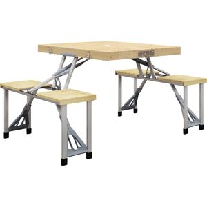 Outsunny Folding Picnic Table with Aluminium Frame, Portable Camping Table and Chairs Set, Umbrella Hole Aosom UK