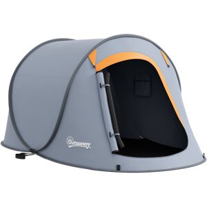 Outsunny 2 Man Pop up Camping Tent, 2000mm Waterproof with Carry Bag for Fishing Hiking Backpacking, Grey and Orange Outsunny 2 Man Pop up Camping Tent, 2000mm Waterproof with Carry Bag for Fishing Hiking Backpacking, Grey and Orange