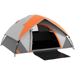 Outsunny 4-5 Man Single Room Camping Tent, 3000mm Waterproof, with Sewn-in Groundsheet and Carry Bag, Grey and Orange Outsunny 4-5 Man Single Room Camping Tent, 3000mm Waterproof, with Sewn-in Groundsheet and Carry Bag, Grey and Orange