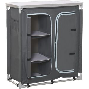 Outsunny Aluminium Camping Kitchen Station, 3-Shelf Cupboard & Cook Table, BBQ Party Picnic Storage Organiser with Carrying Bag Aosom UK Outsunny Aluminium Camping Kitchen Station, 3-Shelf Cupboard & Cook Table, BBQ Party Picnic Storage Organiser with Carrying Bag Aosom UK
