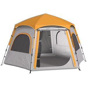 Outsunny Instant Camping Tent, 2/3/4 Person Easy Setup Family Tent with Vestibule, Rainfly, 4 Mesh Windows & 2 Doors, Hexagonal Design, Waterproof UV Protected Dome Tent, Light Grey Outsunny Instant Camping Tent, 2/3/4 Person Easy Setup Family Tent with Vestibule, Rainfly, 4 Mesh Windows & 2 Doors, Hexagonal Design, Waterproof UV Protected Dome Tent, Light Grey