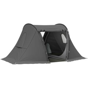 Outsunny 3 Man Camping Tent with Living Area and 2 Bedrooms, 3000mm Waterproof Family Tent with Sewn-in Groundsheet, Portable with Bag for Hiking, Festival, Backpacking, Drak Grey Outsunny 3 Man Camping Tent with Living Area and 2 Bedrooms, 3000mm Waterproof Family Tent with Sewn-in Groundsheet, Portable with Bag for Hiking, Festival, Backpacking, Drak Grey