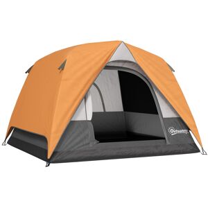 Outsunny 3-4 Person Camping Tent, Easy Set Up Waterproof Dome Tent with Sewn-in Groundsheet, Mesh Windows, Pocket and Hook for Camping, Hiking, Backpacking, Orange and Grey Outsunny 3-4 Person Camping Tent, Easy Set Up Waterproof Dome Tent with Sewn-in Groundsheet, Mesh Windows, Pocket and Hook for Camping, Hiking, Backpacking, Orange and Grey