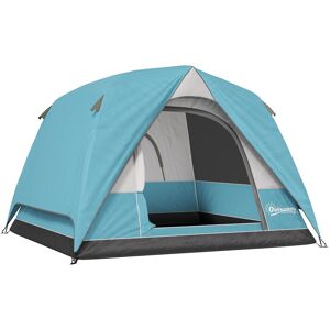 Outsunny 3-4 Person Camping Tent, Easy Set Up Waterproof Dome Tent with Sewn-in Groundsheet, Mesh Windows, Pocket and Hook for Camping, Hiking, Backpacking, Navy Blue and Light Blue Outsunny 3-4 Person Camping Tent, Easy Set Up Waterproof Dome Tent with Sewn-in Groundsheet, Mesh Windows, Pocket and Hook for Camping, Hiking, Backpacking, Navy Blue and Light Blue