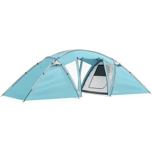 Outsunny 4-6 Man Family Camping Tent w/ 2 Bedrooms and a Living Room, Waterproof Tunnel Tent w/ Sewn In Groundsheet, Doors, Windows, Carry Bag, Blue Outsunny 4-6 Man Family Camping Tent w/ 2 Bedrooms and a Living Room, Waterproof Tunnel Tent w/ Sewn In Groundsheet, Doors, Windows, Carry Bag, Blue