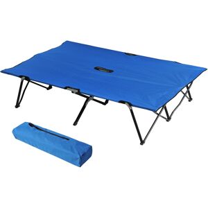 Outsunny Folding Double Camping Cot, Lightweight Outdoor Patio Sunbed with Carry Bag, Blue Outsunny Folding Double Camping Cot, Lightweight Outdoor Patio Sunbed with Carry Bag, Blue