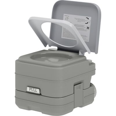 HOMCOM 10L Portable Travel Toilet Outdoor Camping Picnic with 2 Detachable Tanks & Push-button Operation, Grey HOMCOM 10L Portable Travel Toilet Outdoor Camping Picnic with 2 Detachable Tanks & Push-button Operation, Grey