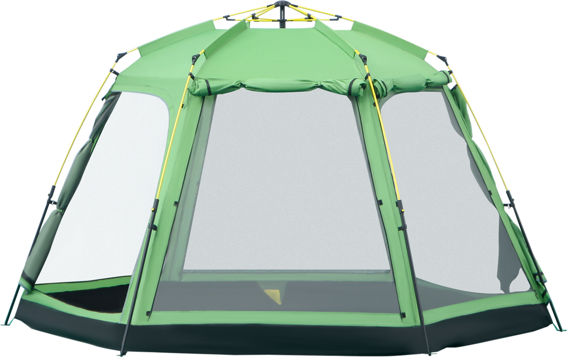 Outsunny 6 Person Pop Up Camping Tent, 2-Tier Design Backpacking Tent with 4 Windows 2 Doors Portable Carry Bag for Fishing Hiking, Green