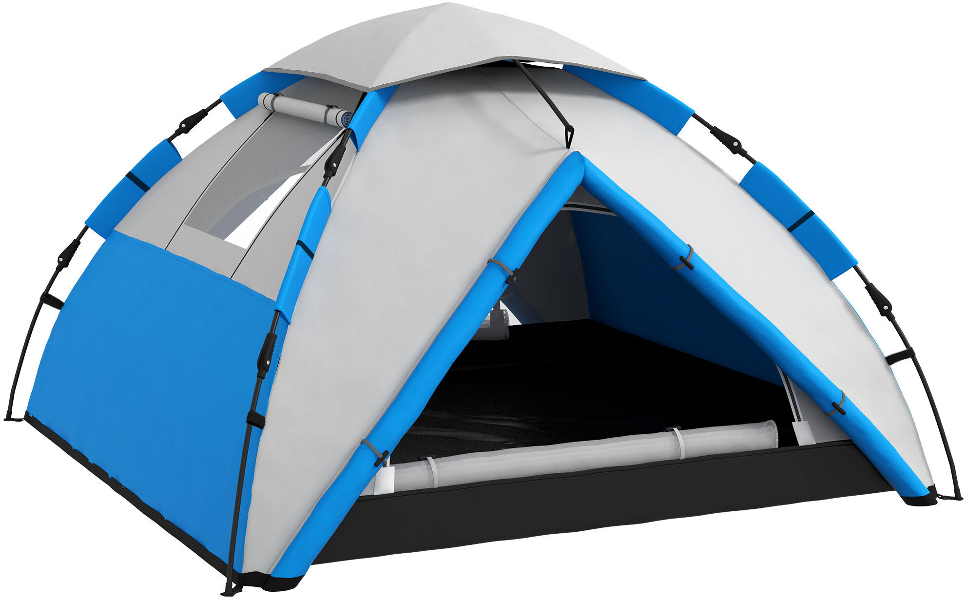 Outsunny Family Camping Tent for 3-4 Persons, 2000mm Waterproof, Easy Carry Bag, Quick Pitch, Blue Aosom UK