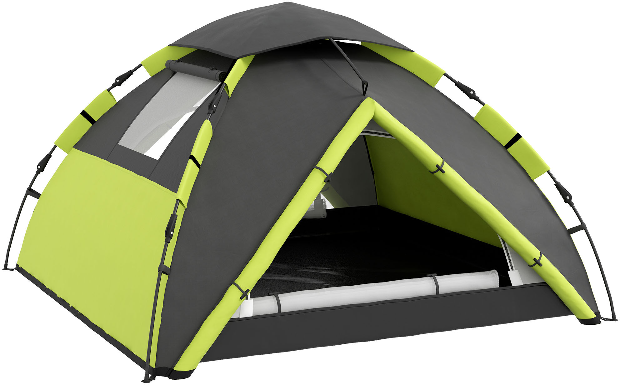 Outsunny Family Camping Tent for 3-4 Persons, 2000mm Waterproof, Quick Setup, Portable with Carry Bag, Green Aosom UK