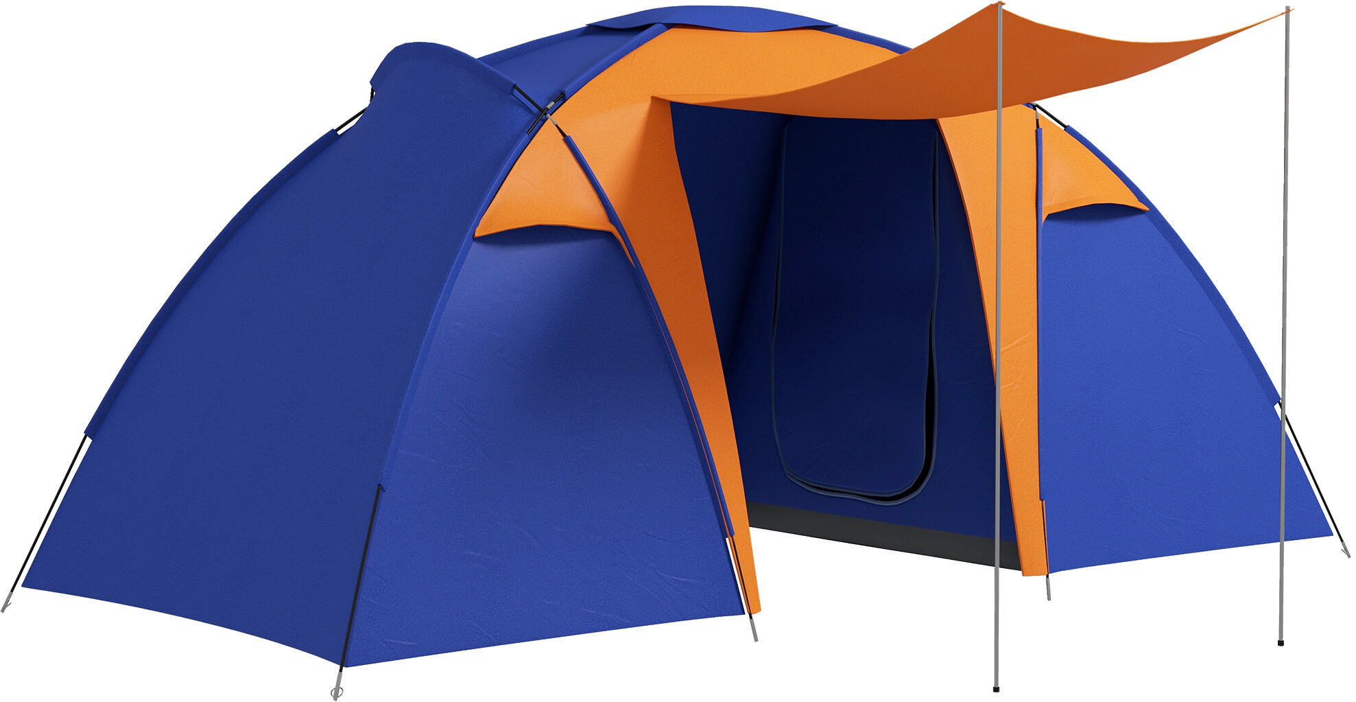 Outsunny 4-6 Person Camping Tunnel Tent with 2 Bedrooms, Living Area, Porch, 2000mm Waterproof, Easy Setup, Portable with Bag