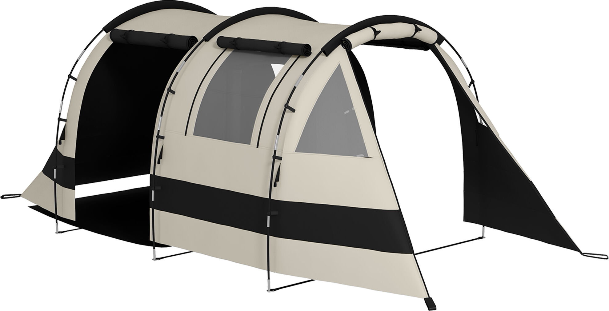 Outsunny Blackout Camping Tent for 4-5 Person, with Bedroom & Living Room, 3000mm Waterproof, for Fishing Hiking Festival, Khaki