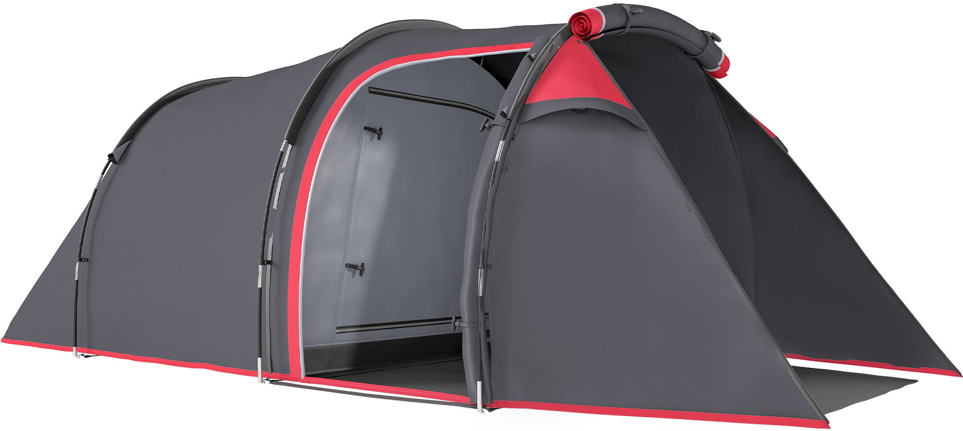 Outsunny Camping Dome Tent 2 Room for 3-4 Person with Weatherproof Screen Room Vestibule Backpacking Tent Lightweight for Fishing & Hiking Dark Grey