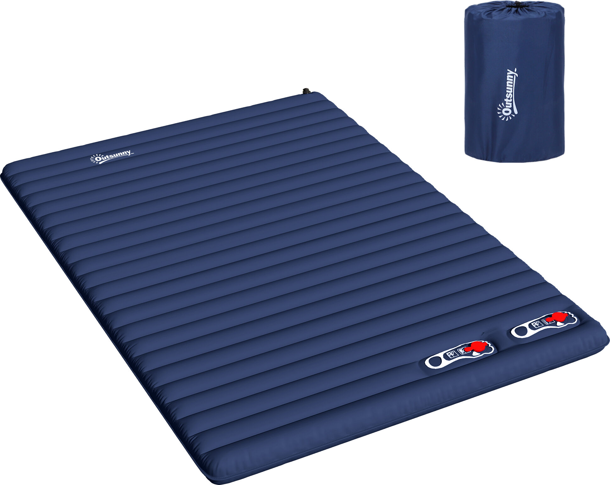 Outsunny Camping Mattress, Self-Inflating, Comfortable for 2/3 People, Durable PVC, Green