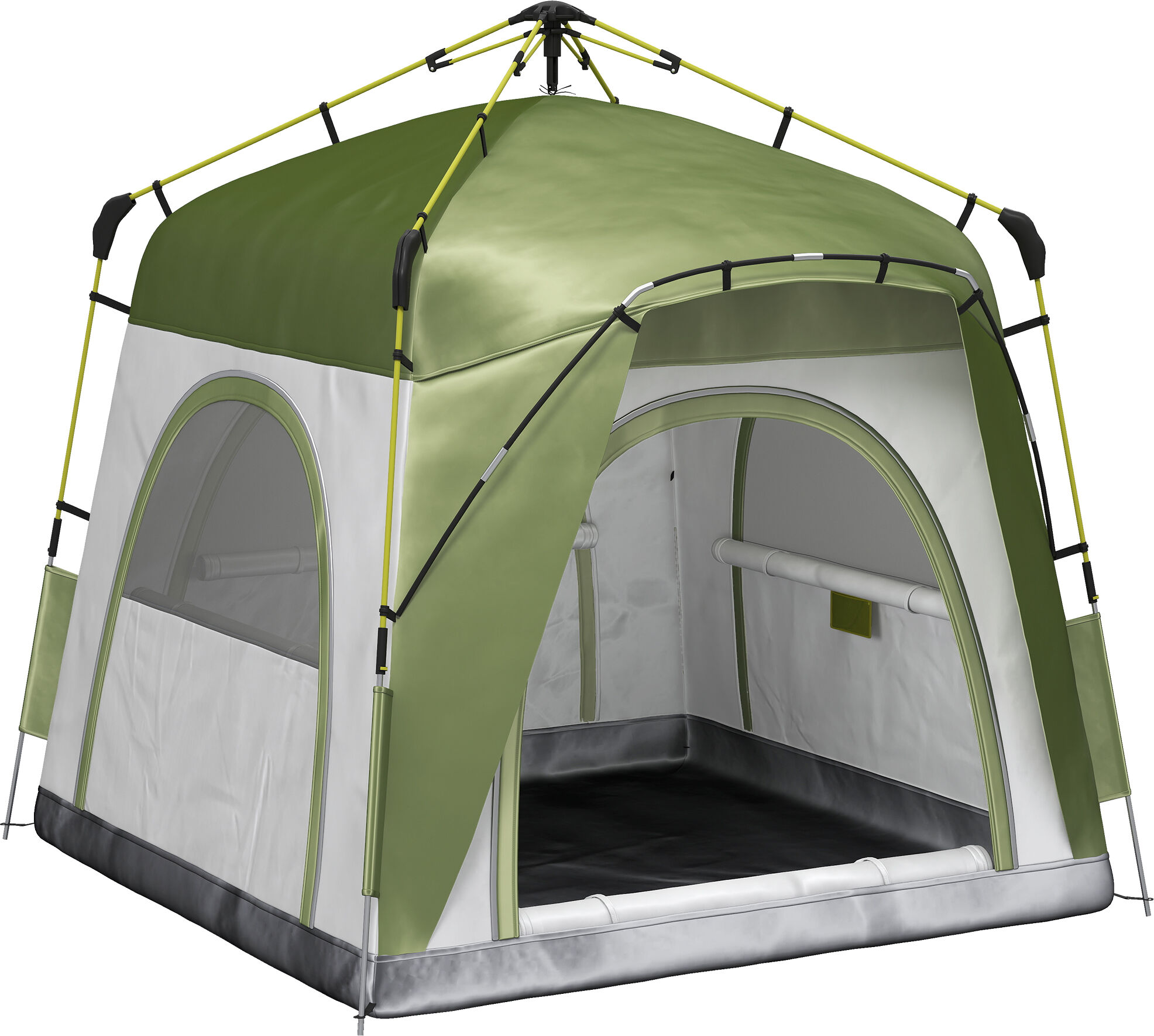 Outsunny 4 Person Automatic Camping Tent, Outdoor Pop Up Tent, Portable Backpacking Dome Shelter, Green Aosom UK