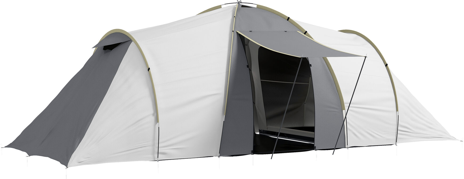 Outsunny 4-6 Person Tunnel Tent, Two Bedrooms, 2000mm Waterproof, UV50+ Protection, Ideal for Outdoor Activities, Carry Bag Included