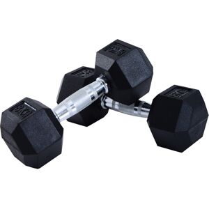 HOMCOM Rubber Hex Dumbbells, Sports Hex Weights Sets, Home Gym Fitness, Hexagonal Dumbbells Kit Weight Lifting Exercise (2 x 8kg)