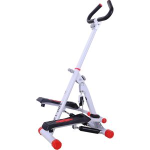 HOMCOM Foldable Stepper with Handle Hand Grip Workout Fitness Machine Sport Exercise Gym Bar Cardio Steel-White/Red Spinning