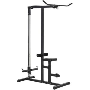 HOMCOM Power Tower Adjustable Pulldown Machine, Dip Station Stand Weighted Ab Crunches Workout Abdominal Exercise For Home Gym Tower Body Building