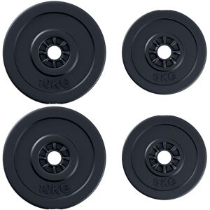 HOMCOM 4pc Durable Gym Barbell Plates Weight Dumbbell Set for Exercise Fitting Gym Body Workout Disc Weight Plate Set 2 x 5kg & 2 x 10kg Black