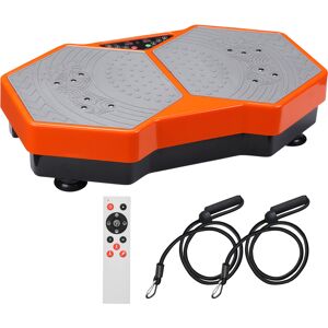 HOMCOM Sports Vibration Plate, Remote Control, Resistance Bands, 99 Levels - Orange and Grey