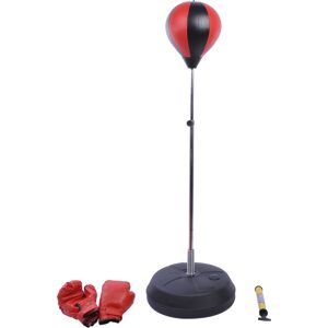 HOMCOM Kids Boxing Punch Bag Set, Freestanding with Gloves, Durable PU Material, Black/Red