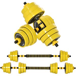 HOMCOM 20KGS Dumbbell & Barbell  Adjustable Set Plate Bar Clamp Rod Home Gym Sports Area Exercise Ergonomic