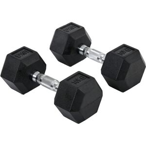 HOMCOM Hex Dumbbells Set Rubber Dumbbells Weight Lifting Equipment Fitness Home Gym